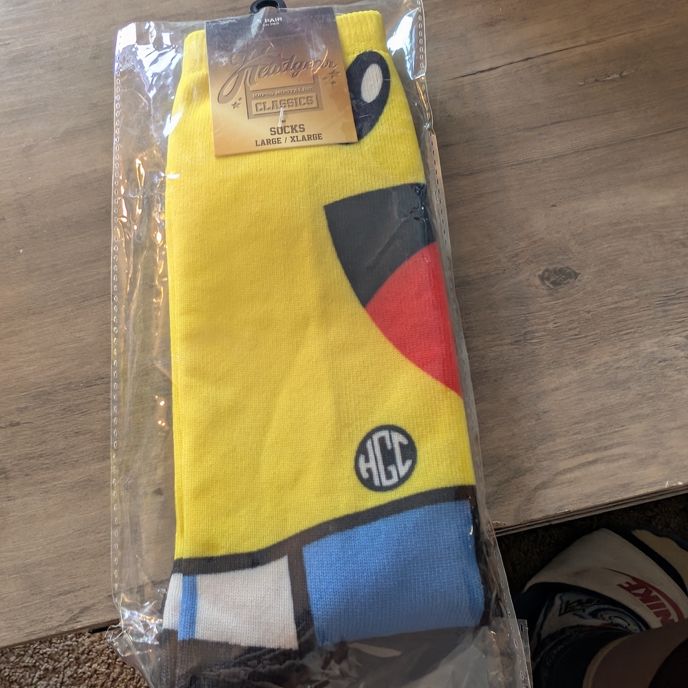 HGC Men's Yellow and Blue Graphic Socks
